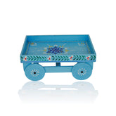 Wooden Handpainted Tea Thela Serving Table Trolley - Blue